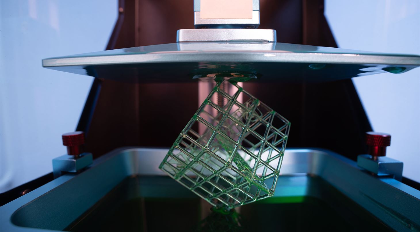 Close-up af VPP 3D-printer med væske